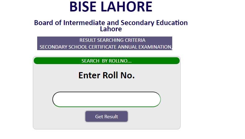 BISE Lahore 10th Class Result Check 2024 by Roll Number