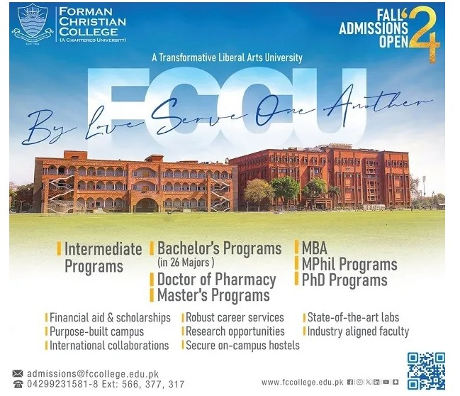 Forman Christian College University Announces Fall 2024 Admissions!